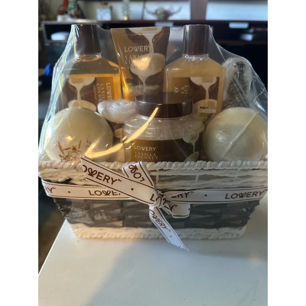 Lovery Vanilla Coconut Bath Set Gift Bubble Bath ShowerGel Body Scrub Bath Bombs